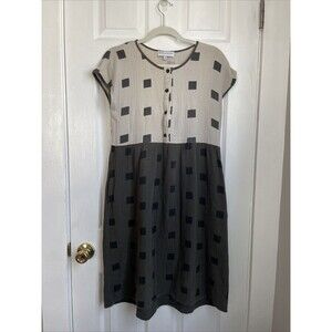 Piper & Scoot Dress Womens Small boho prairie square print smock shirt